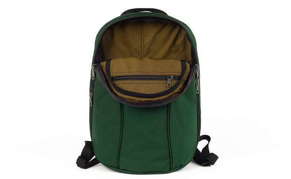 The Luminary 15 in Wilderness (forest green) 525 Ballistic with a Coyote (brown) 210 Ballistic interior.